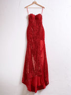 Elegant Mermaid Spaghetti Straps Appliques Prom Dress with Slit BM bride