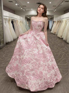 Prom Dresses 3D Floral Strapless Evening Party Dresses with Bead