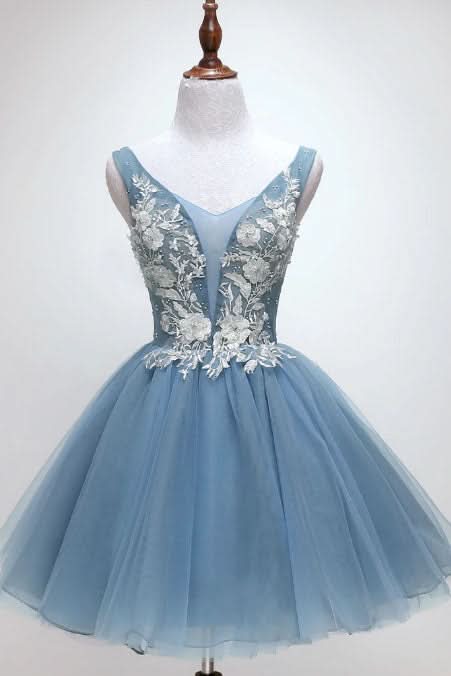 Lauren |Princess Tulle Appliqued Homecoming Dress BM bride