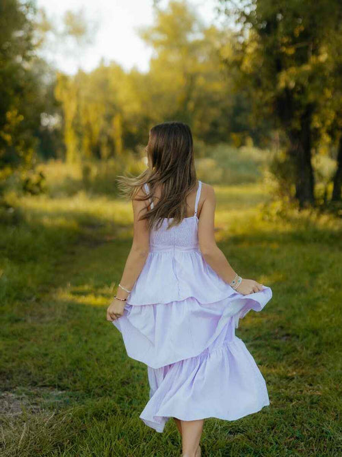 Romantic Tiered Long Prom Dress with Bow Detail BMBRIDE