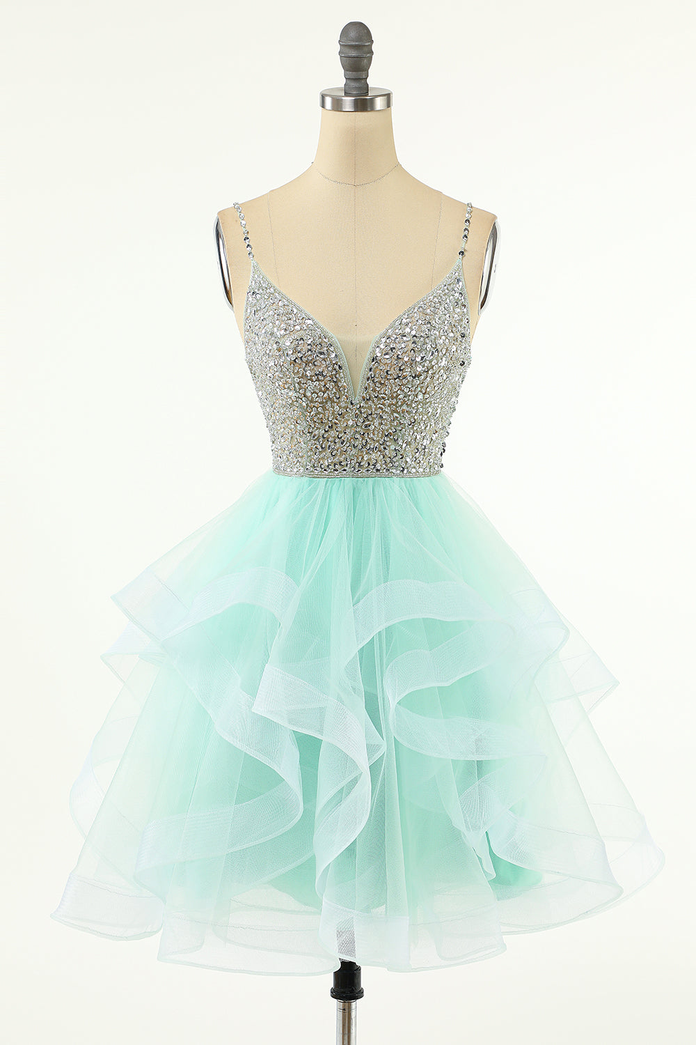 Amelia |A Line V Neck Tulle Homecoming Dress BM bride