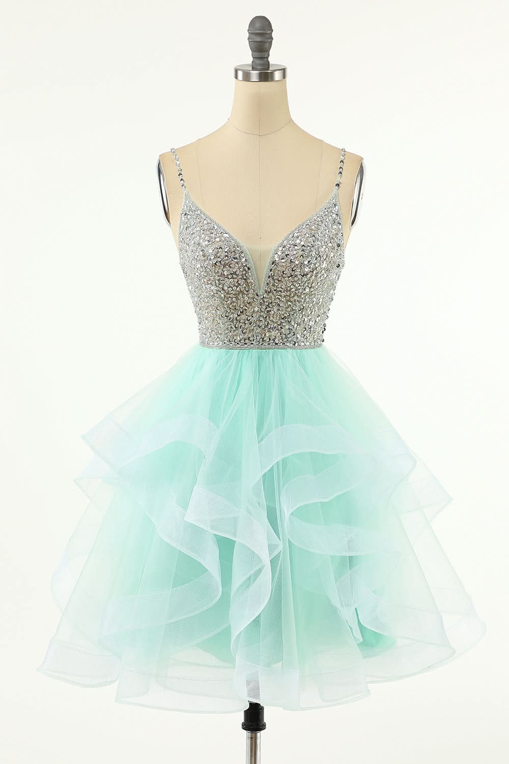 Amelia |A Line V Neck Tulle Homecoming Dress BM bride