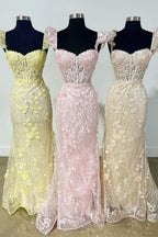 Lovely Red Appliques Sweetheart Flutter Sleeve Mermaid Long Prom Dress BM bride