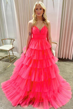 Gorgeous Lavender V-Neck Ruffle Tiered Long Prom Gown BM bride