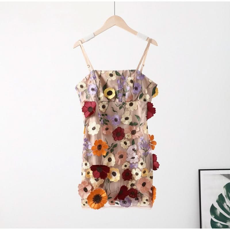 Stunning Sheath Spaghetti Straps Homecoming Dress with 3D Floral Accents BM bride