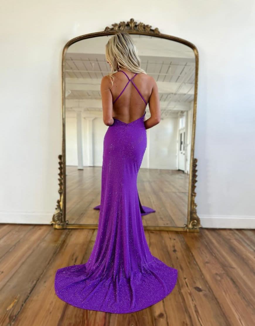 Stunning Mermaid Deep V-Neck Sequins Prom Dress with Slit BM bride