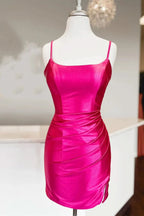 Spaghetti Strap Sheath Short Homecoming Dress with Corset Back BM bride