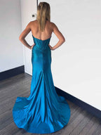 Sparkly Pink Mermaid Beaded Corset Long Prom Dress with Slit