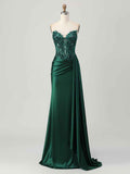 Strapless Illusion Bodice Prom Dress with Satin Skirt