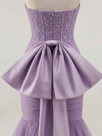 Strapless Mermaid Sequin Corset Ruched Long Prom Dress