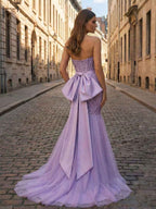 Strapless Mermaid Sequin Corset Ruched Long Prom Dress