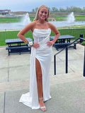 Stunning Mermaid Strapless Corset Prom Dress with Slit