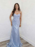 Sweetheart Sheer Corset Bodice Sequin Prom Dress