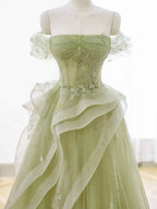 Tulle Lace Long Prom Dress with Corset Formal Party Dress