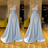 BMbride Unique Cross Sweetheart Light Blue Soft-pleated Long Prom Dress BMbride