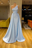 BMbride Unique Cross Sweetheart Light Blue Soft-pleated Long Prom Dress BMbride