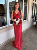 V-Neck Beaded Mermaid Long Prom Dress with Slit