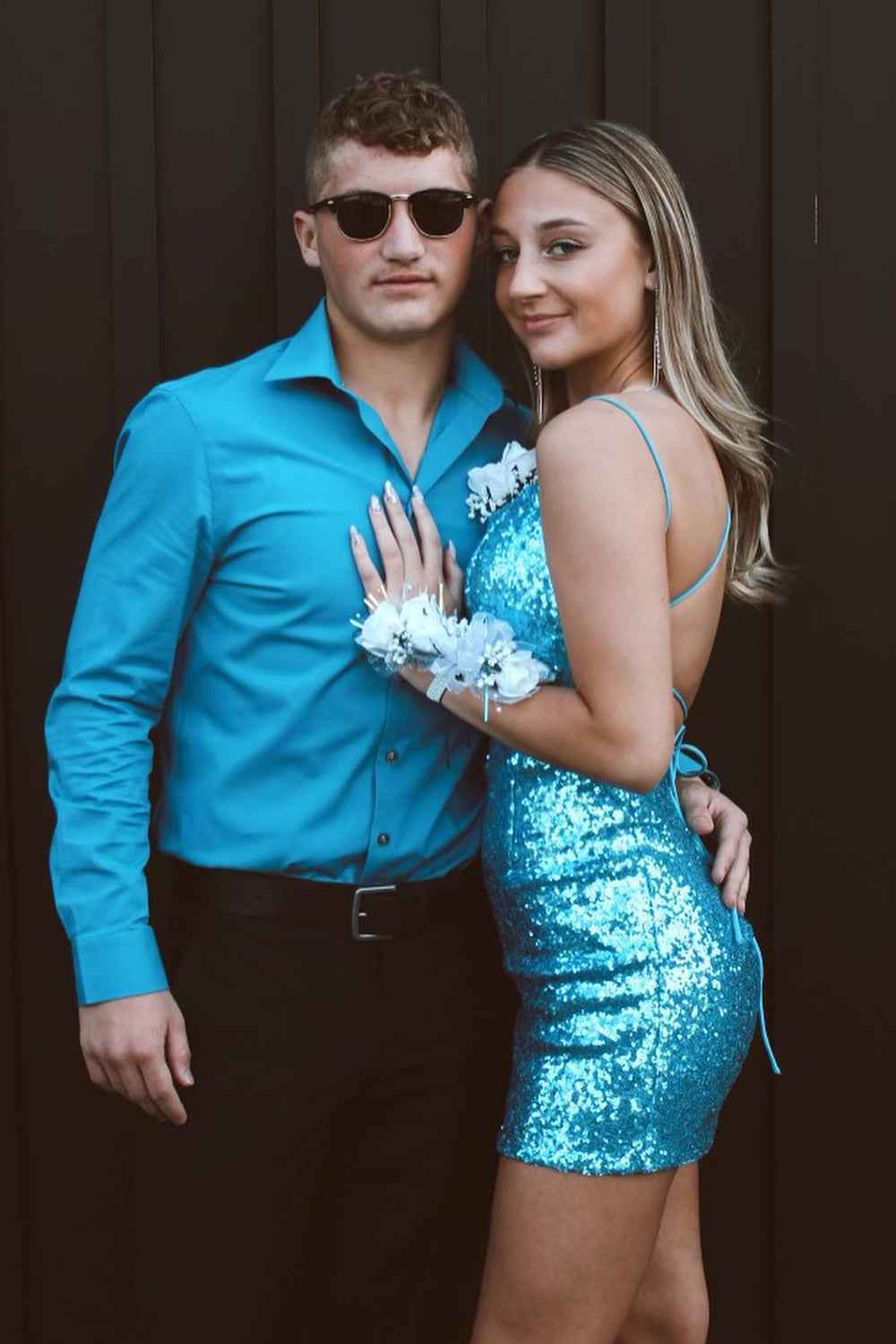 Red Tight Sequins Backless Homecoming Dress Bmbride