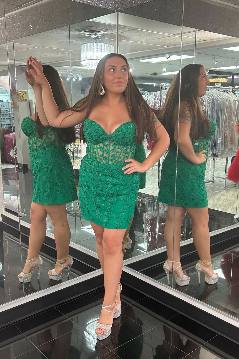 Mint Lace Sweetheart Tight Short Homecoming Dress Bmbride
