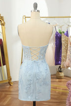 Tight Pink Short Homecoming Dress with Appliques BM bride