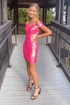 Royal Blue Open Back Sequins Tight Hoco Dress