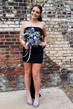 White Strapless Tight Short Homecoming Dress with Bowknot Bmbride