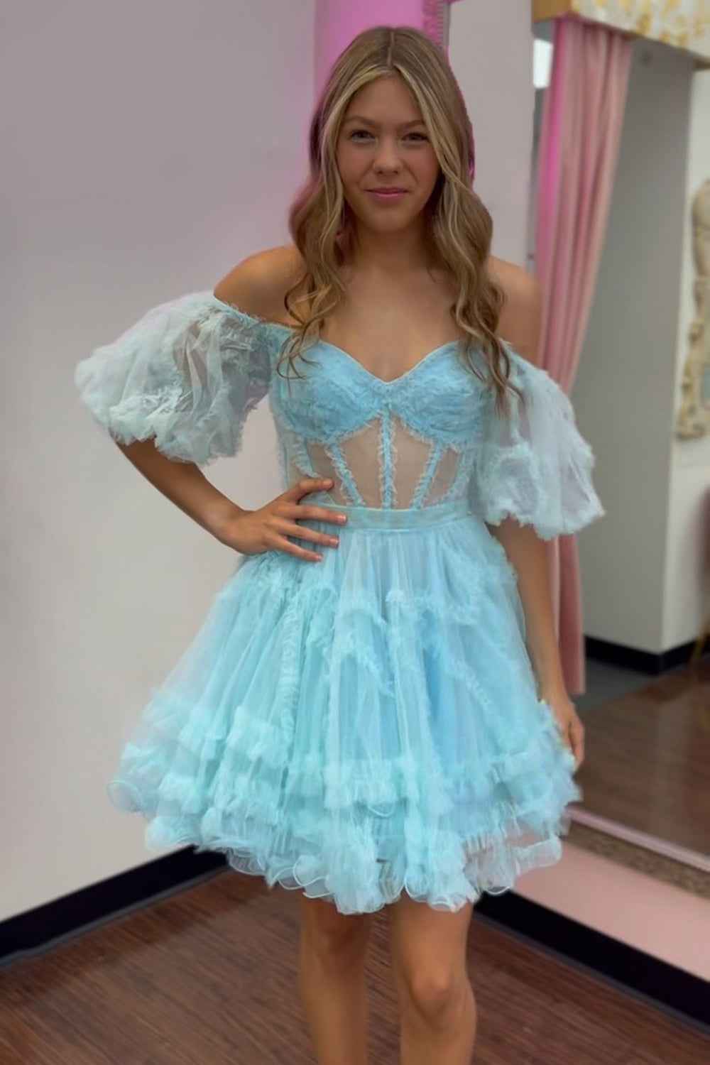 Royal Blue Corset A-Line Short Homecoming Dress Bmbride