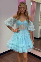 Fuchsia Corset A-Line Short Homecoming Dress Bmbride