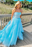 Graceful A-Line Spaghetti Straps Corset Ruffled Prom Dress BM bride