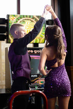 Sparkly Black Sequins One Shoulder One Sleeve Keyhole Tight Short Homecoming Dress Bmbride