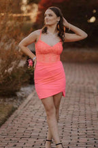 Glitter Black Corset Satin Asymmetrical Tight Short Homecoming Dress with Sequins Bmbride