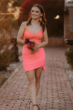 Sparkly Black Corset Satin Tight Short Homecoming Dress with Sequins