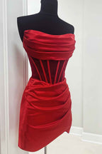 Red Corset Asymmetrical Tight Short Homecoming Dress Bmbride