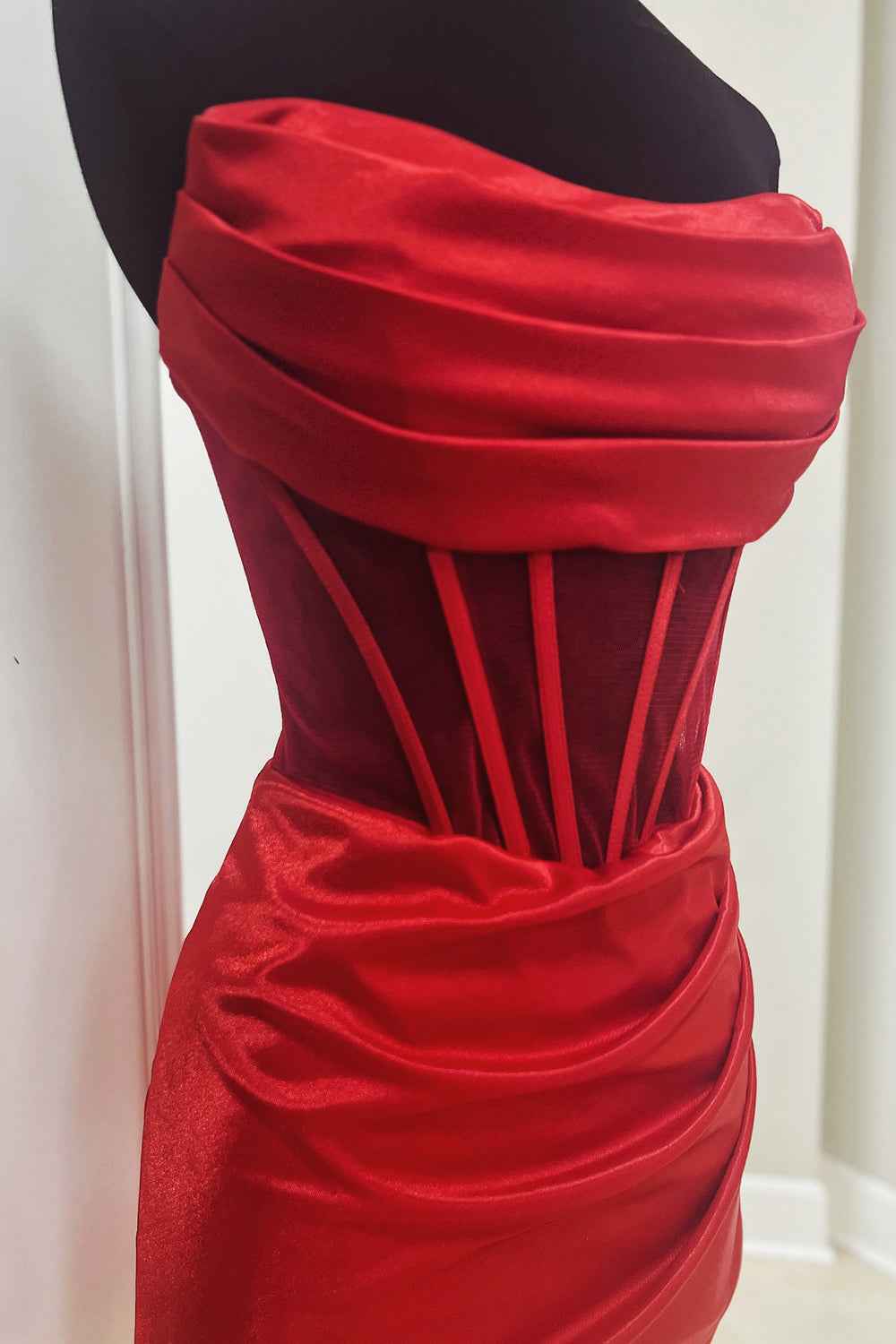 Red Corset Asymmetrical Tight Short Homecoming Dress Bmbride