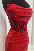 Red Corset Asymmetrical Tight Short Homecoming Dress Bmbride