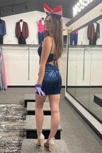 Melinda |Sheath Spaghetti Straps Corset Homecoming Dress with Appliques BM bride