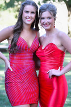 Sparkly Black Beaded Lace-Up Back Tight Short Homecoming Dress Bmbride