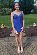 Sparkly Black Beaded Lace-Up Back Tight Short Homecoming Dress Bmbride