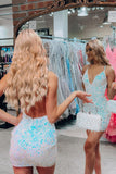 Evadne |Sheath Spaghetti Straps Sequins Homecoming Dress BM bride
