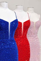 Sparkly Corset Fuchsia Sequins Tight Short Homecoming Dress Bmbride