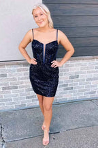 Sparkly Corset Fuchsia Sequins Tight Short Homecoming Dress Bmbride