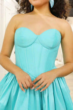 Simple Black A-Line Corset Sweetheart High Low Tiered Prom Dress