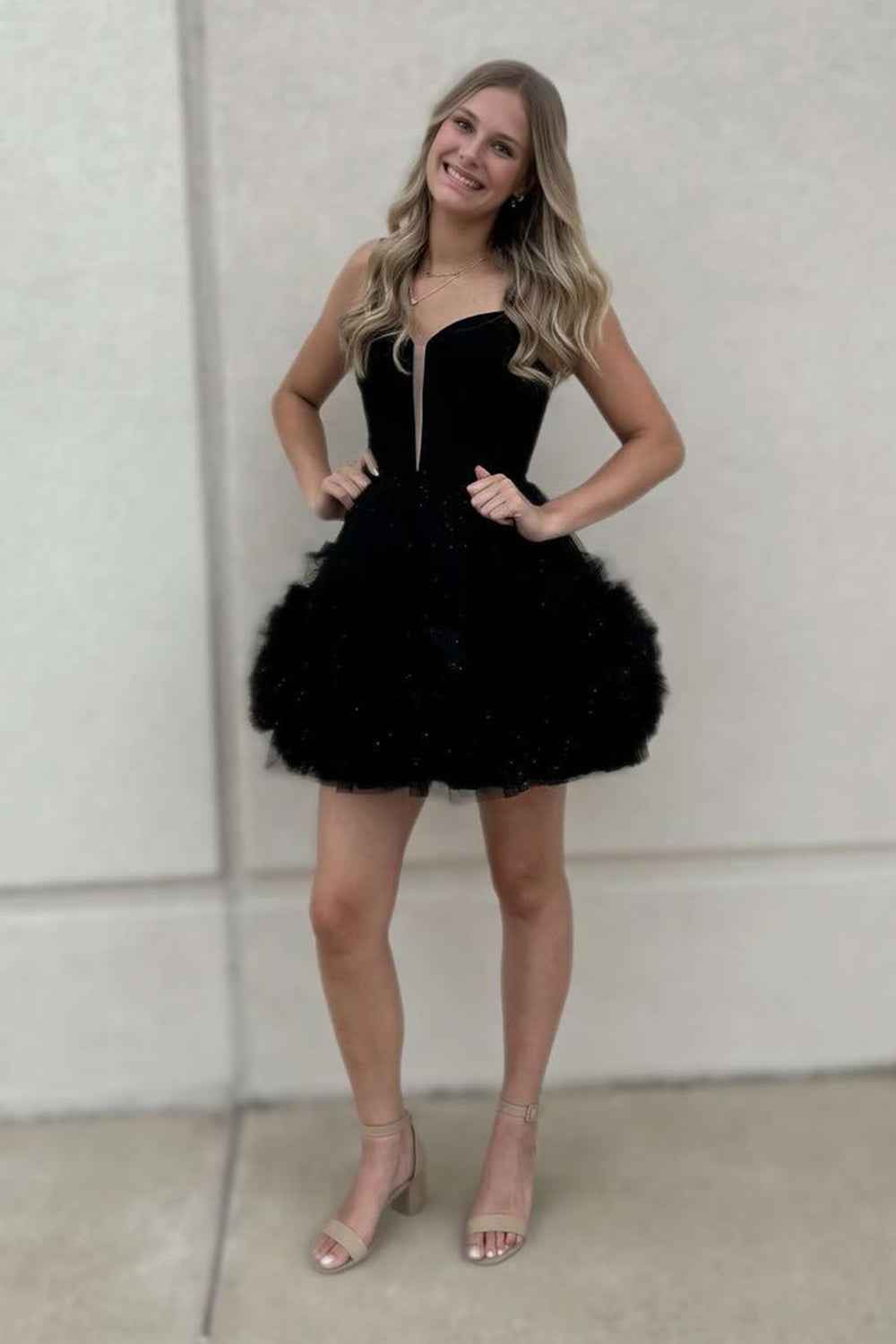 Glitter Pink Corset Tulle A-Line Tulle Short Homecoming Dress With Pocket Bmbride