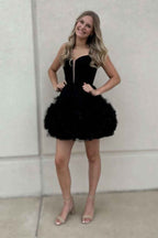 Glitter Pink Corset Tulle A-Line Tulle Short Homecoming Dress With Pocket Bmbride