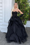 A-Line Sweetheart Black Long Prom Dress Featuring Exquisite Beading Details BM bride