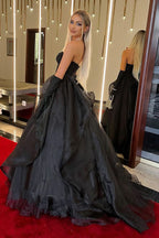 A-Line Sweetheart Black Long Prom Dress Featuring Exquisite Beading Details BM bride
