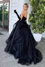 A-Line Sweetheart Black Long Prom Dress Featuring Exquisite Beading Details BM bride