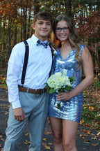 Sparkly White Sequins V-Neck Tight Homecoming Dress Bmbride