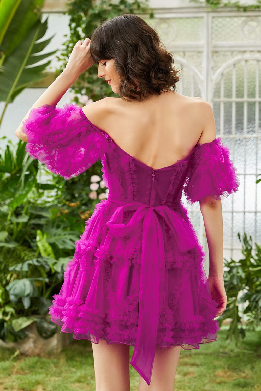 Off the Shoulder Tulle A-Line Homecoming Dress BM bride