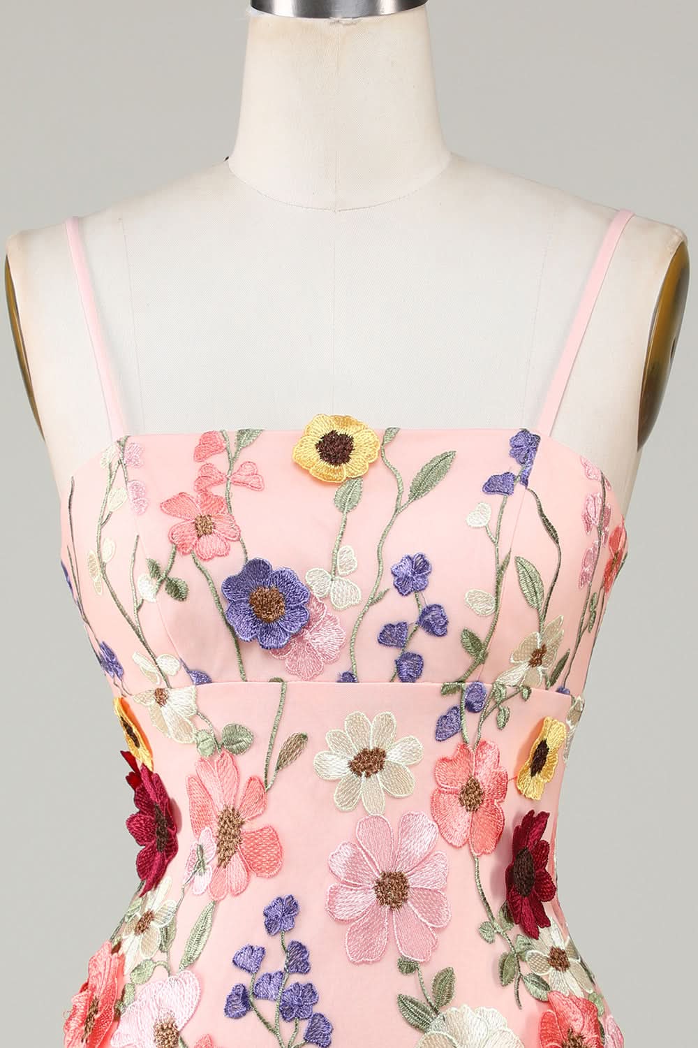 Stunning Sheath Spaghetti Straps Homecoming Dress with 3D Floral Accents BM bride
